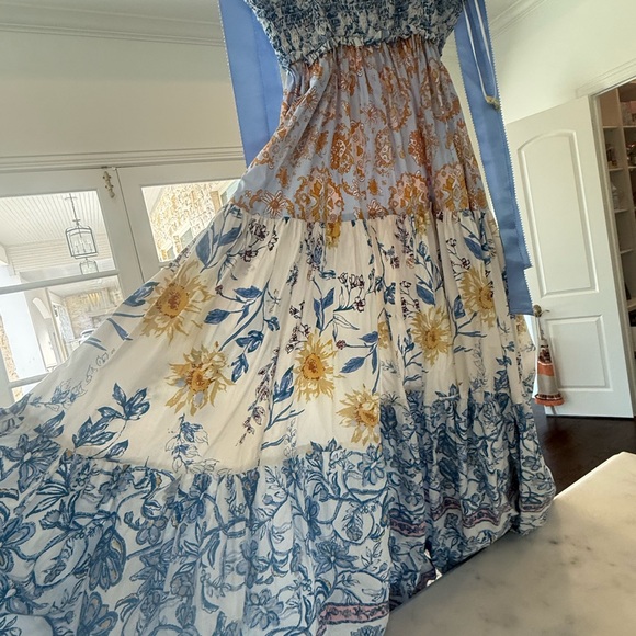 Free People Floral Maxi Dress in Blue and Gold - Picture 2 of 5